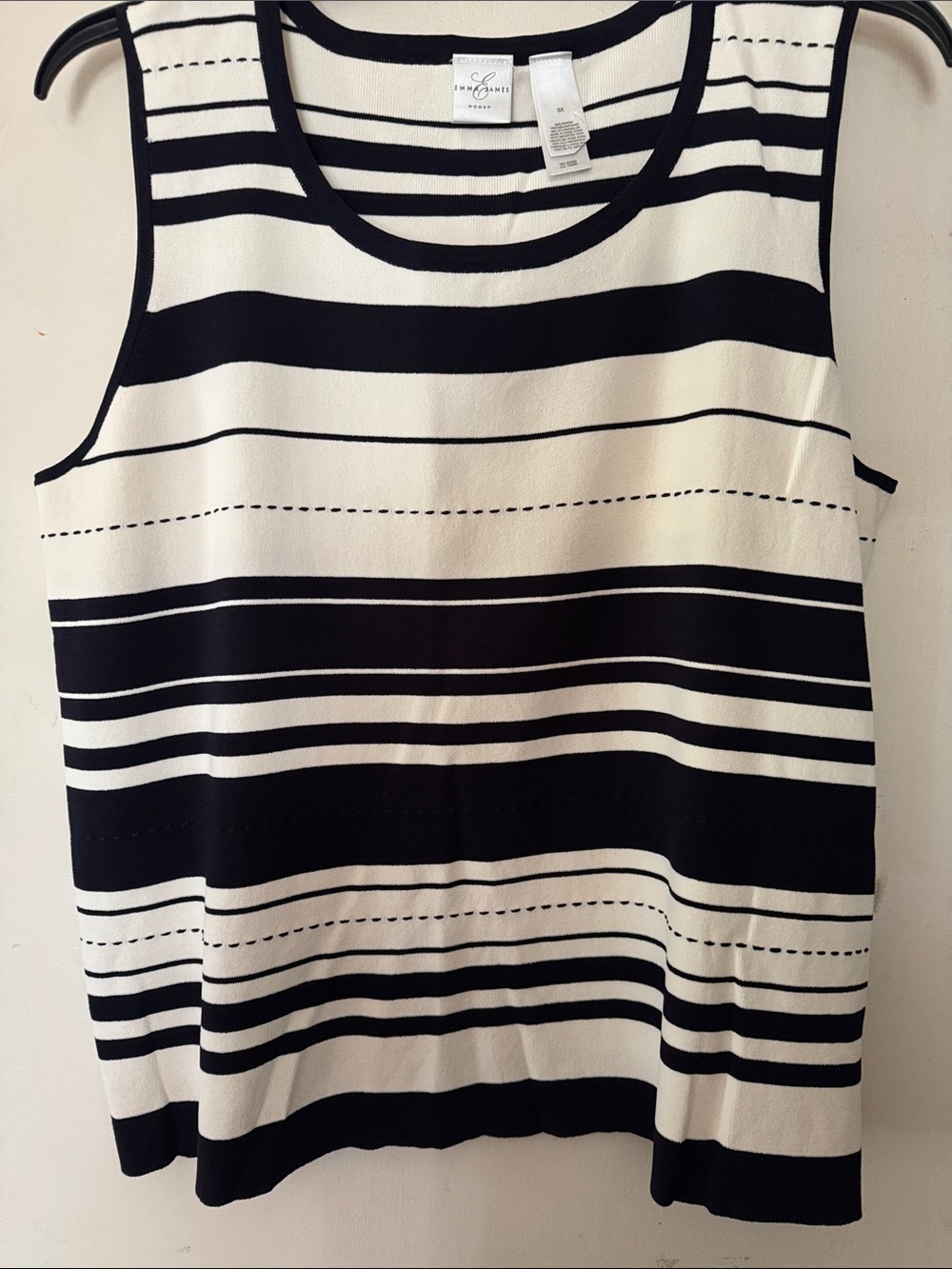 Emma James Black and White Striped Sleeveless Tank